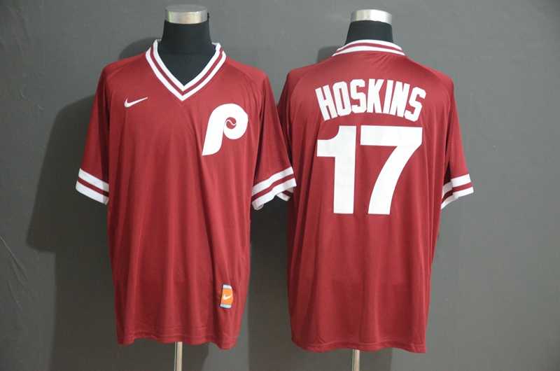 Phillies 17 Rhys Hoskins Red Throwback Jersey (1),We sell and wholesale Phillies 17 Rhys Hoskins Red Throwback Jersey (1) on line form chian!